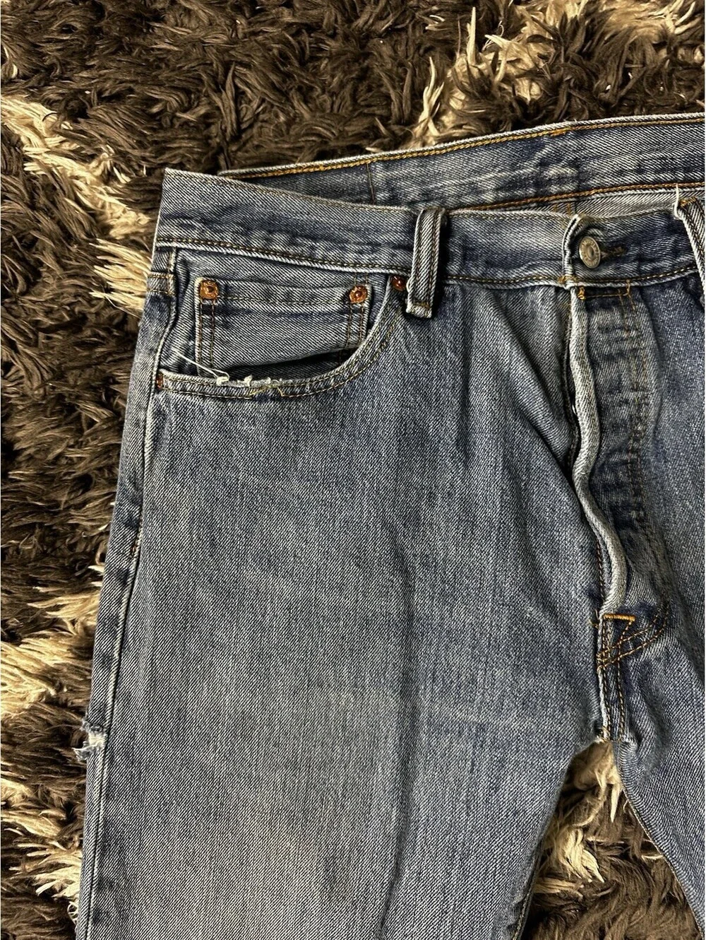 Vintage 90s Levi's 501 Button Fly Straight Leg Denim Jeans Blue Mens 34x32